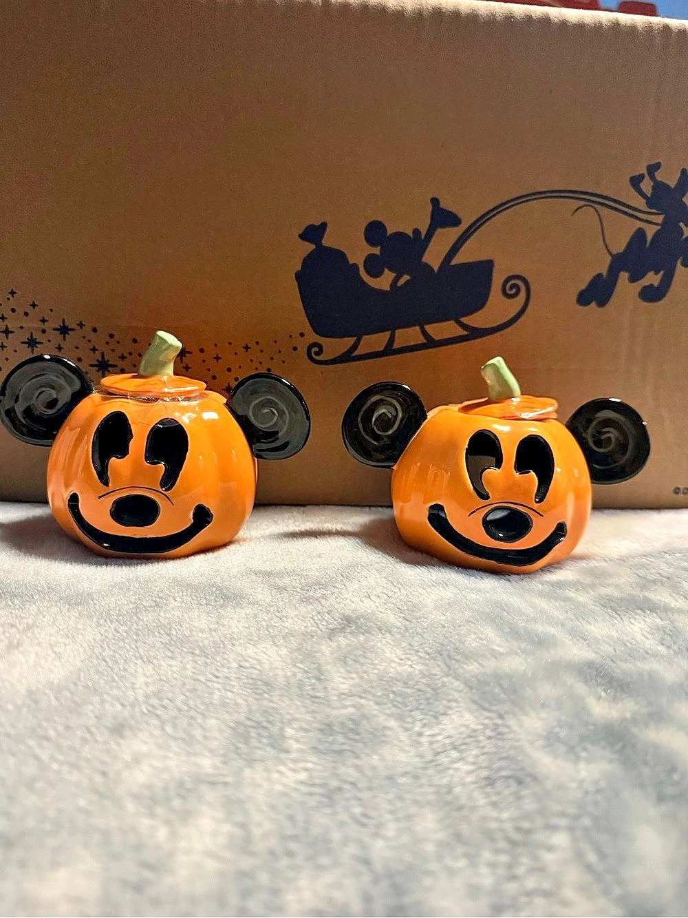 Disney Mickey Mouse Halloween Pumpkin Votive Candle Holders set of 2
